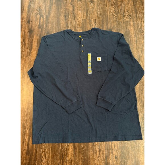 Carhartt Mens 3XL Original Fit Henley Long Sleeve Shirt Pocket Blue K128 - Picture 1 of 10